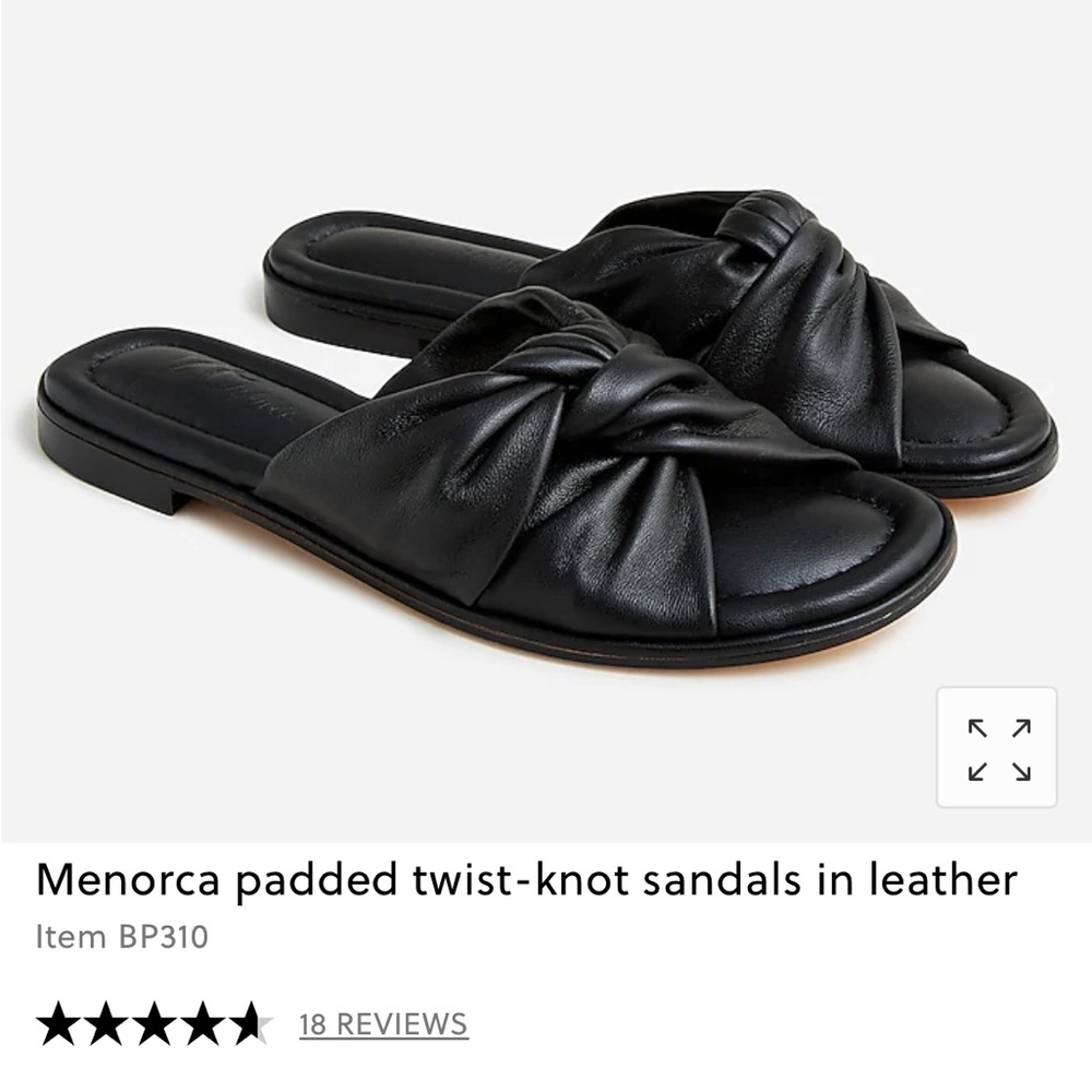 NEW 8.5 Jcrew Menorca padded twist-knot sandals in black leather